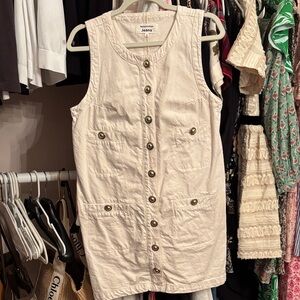 Reformation Cream Button-Front denim dress